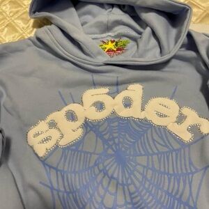 Sp5der light blue hoodie